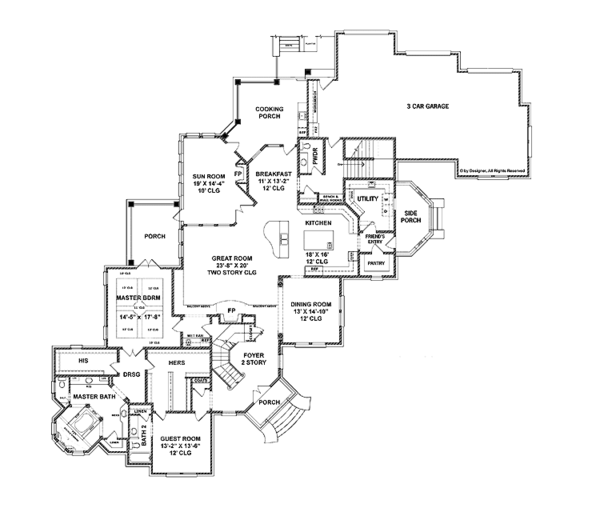 House Blueprint - Mediterranean Floor Plan - Main Floor Plan #952-210