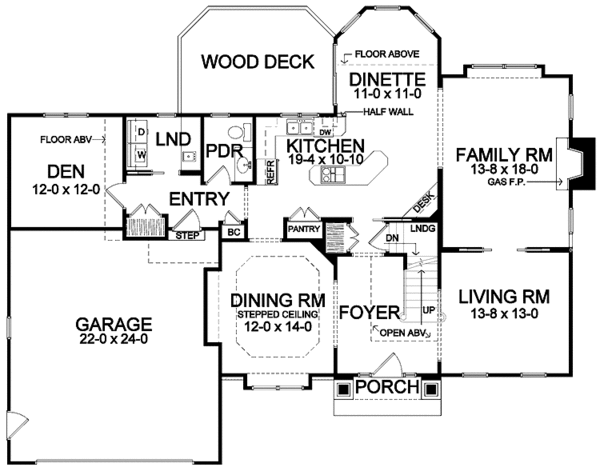 Architectural House Design - Traditional Floor Plan - Main Floor Plan #328-440