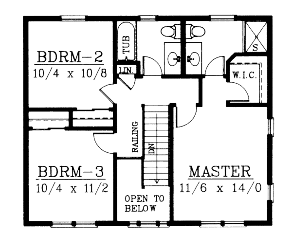 House Design - Colonial Floor Plan - Upper Floor Plan #1037-49