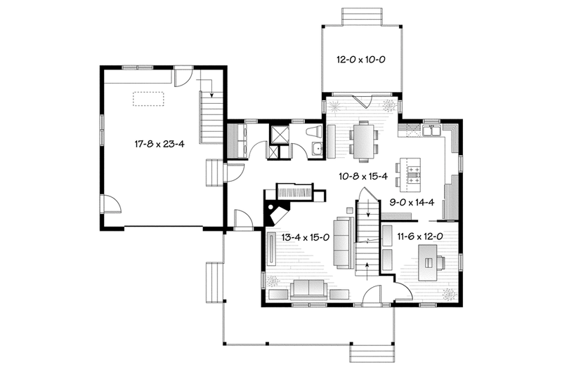 Architectural House Design - Floor Plan - Main Floor for Country House Plan #23-2561 - 3 bed, 2.5 bath