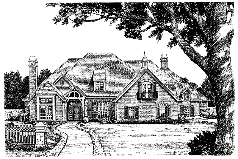 House Blueprint - European Exterior - Front Elevation Plan #310-1056