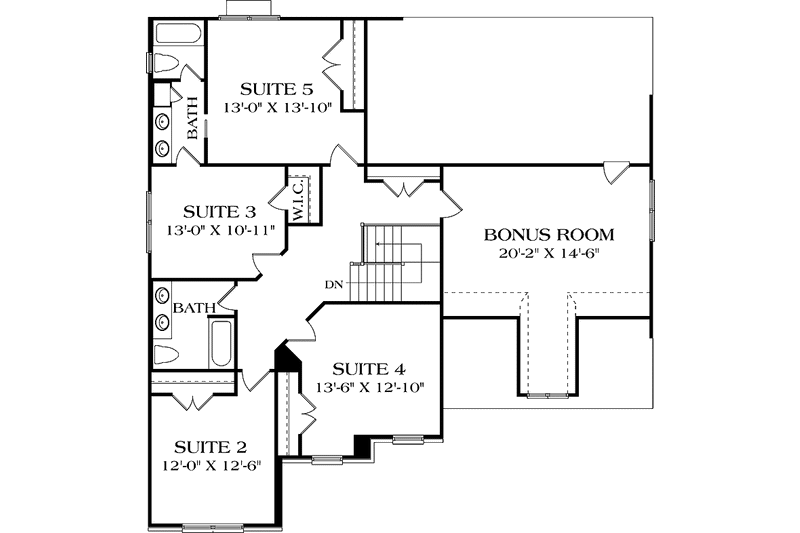 Dream House Plan - Floor Plan - Upper Floor for Traditional House Plan #453-539 - 5 bed, 3.5 bath