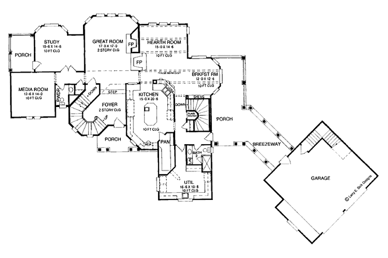 Home Plan - Floor Plan - Main Floor for Tudor House Plan #952-139 - 4 bed, 4 bath