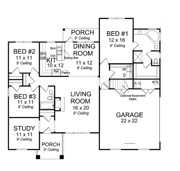 Home Plan - Traditional Floor Plan - Main Floor Plan #513-2153