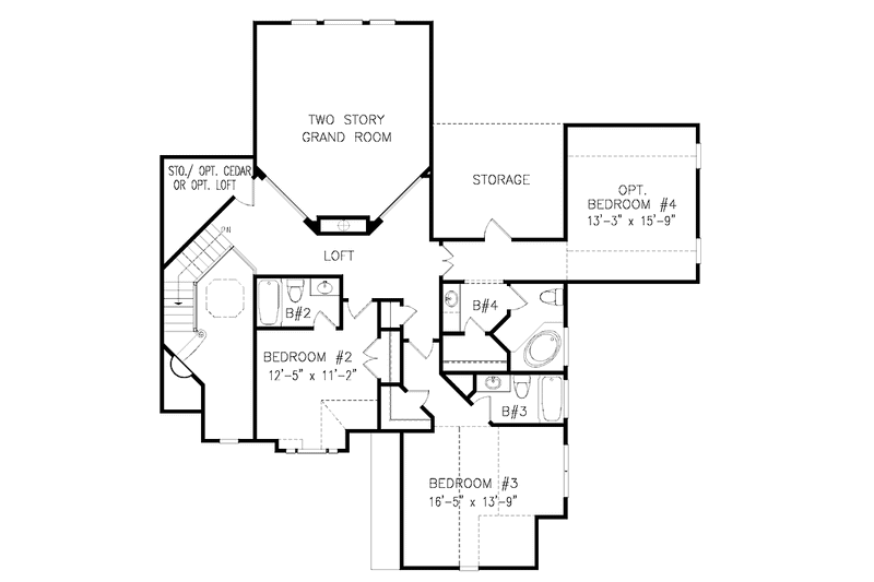 Home Plan - Floor Plan - Upper Floor for European House Plan #54-291 - 3 bed, 3.5 bath
