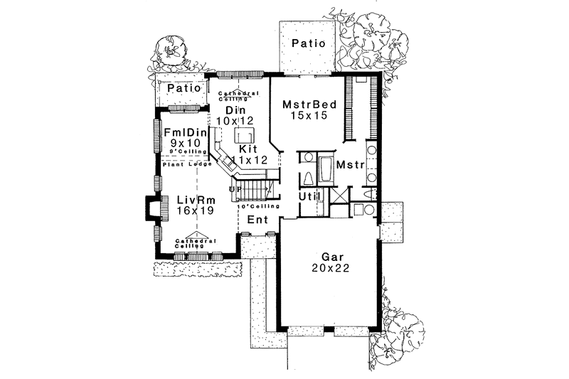 Home Plan - Floor Plan - Main Floor for Traditional House Plan #310-1039 - 3 bed, 2 bath