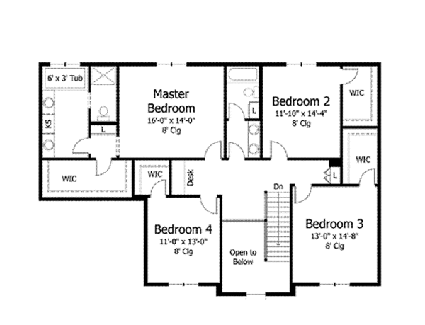 House Plan Design - Colonial Floor Plan - Upper Floor Plan #51-1029