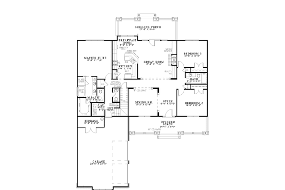 Floor Plan - Main Floor for Country House Plan #17-2993 - 4 bed, 3.5 bath