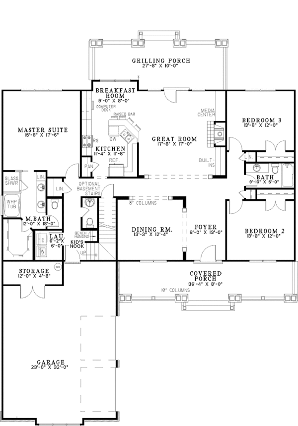 Architectural House Design - Country Floor Plan - Main Floor Plan #17-2993