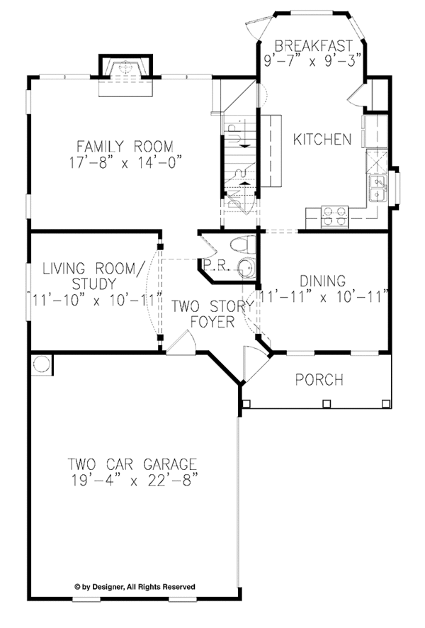 Architectural House Design - Craftsman Floor Plan - Main Floor Plan #54-332