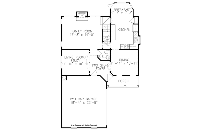 Home Plan - Floor Plan - Main Floor for Craftsman House Plan #54-332 - 3 bed, 2.5 bath