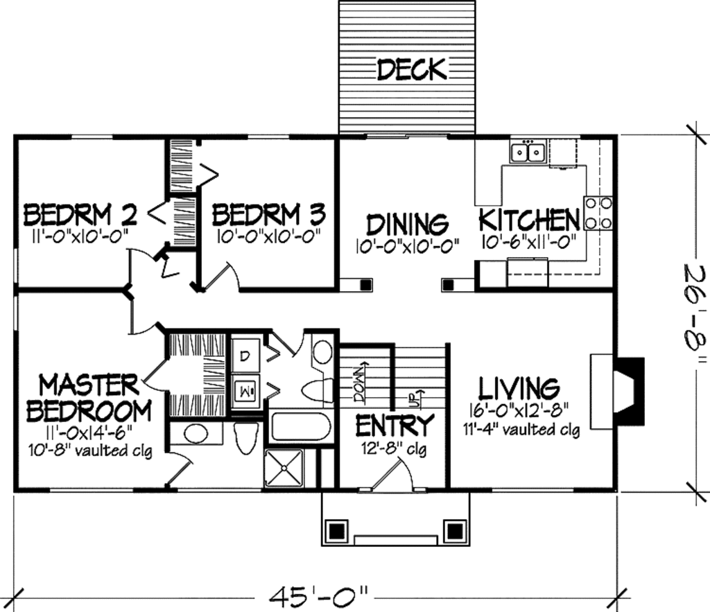 Traditional Style House Plan - 3 Beds 2 Baths 1203 Sq/Ft Plan #320-508