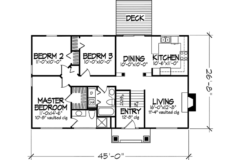 Architectural House Design - Floor Plan - Main Floor for Traditional House Plan #320-508 - 3 bed, 2 bath
