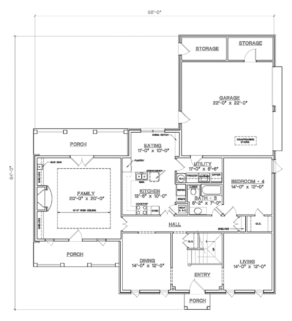 Architectural House Design - Country Floor Plan - Main Floor Plan #45-455