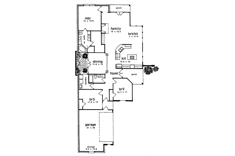 Home Plan - Floor Plan - Main Floor for European House Plan #301-160 - 3 bed, 2 bath