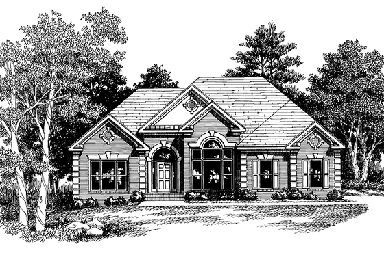 Exterior - Front Elevation 6 for Ranch House Plan #927-44 - 4 bed, 2 bath