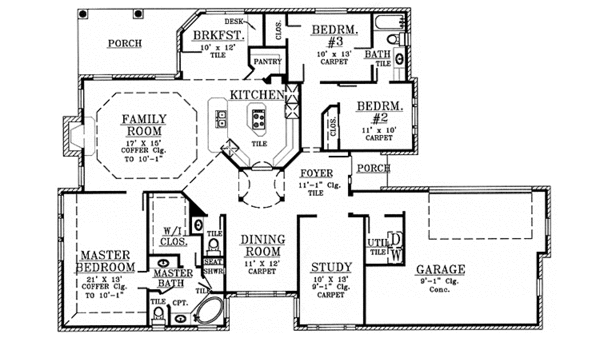 Architectural House Design - Country Floor Plan - Main Floor Plan #974-63