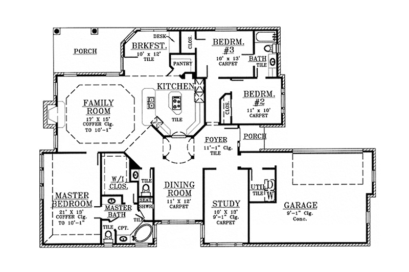 House Blueprint - Floor Plan - Main Floor for Country House Plan #974-63 - 3 bed, 2.5 bath