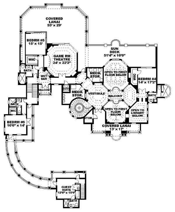 Architectural House Design - Mediterranean Floor Plan - Upper Floor Plan #1017-77