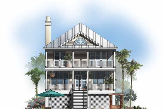 Exterior - Rear Elevation 2 for Classical House Plan #929-506 - 3 bed, 2.5 bath