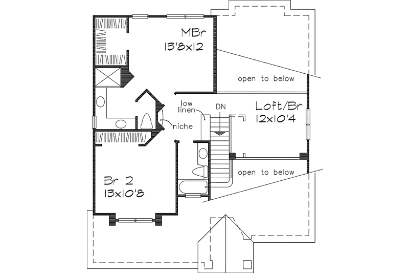 Home Plan - Floor Plan - Upper Floor for Traditional House Plan #320-609 - 2 bed, 2.5 bath
