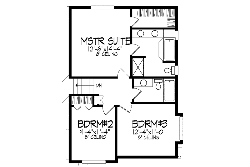 Dream House Plan - Floor Plan - Upper Floor for European House Plan #51-704 - 3 bed, 2.5 bath