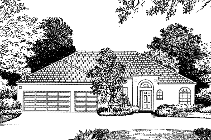 Architectural House Design - Exterior - Front Elevation 3 for Mediterranean House Plan #1015-22 - 4 bed, 3 bath