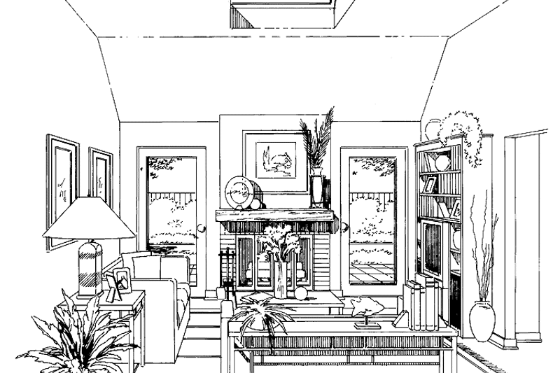 House Plan Design - Interior - Family Room for Country House Plan #456-56 - 3 bed, 2 bath