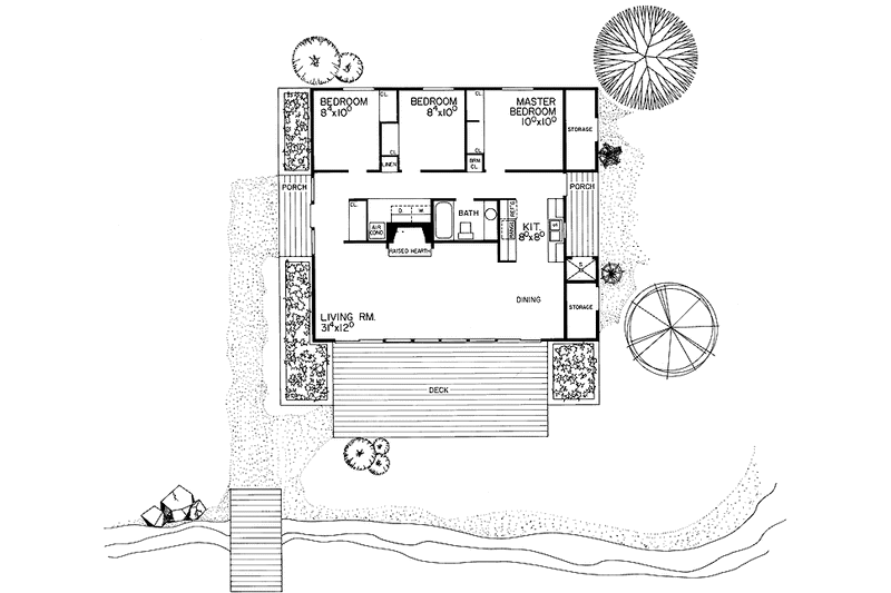 Home Plan - Floor Plan - Main Floor for Contemporary House Plan #72-625 - 3 bed, 1 bath