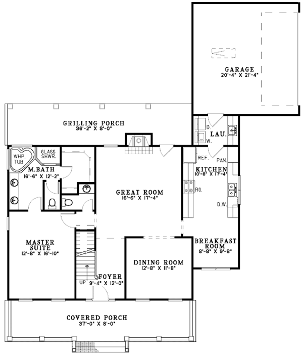 House Design - Country Floor Plan - Main Floor Plan #17-3144
