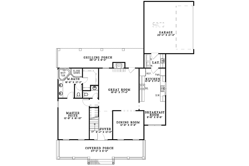 Home Plan - Floor Plan - Main Floor for Country House Plan #17-3144 - 3 bed, 2.5 bath
