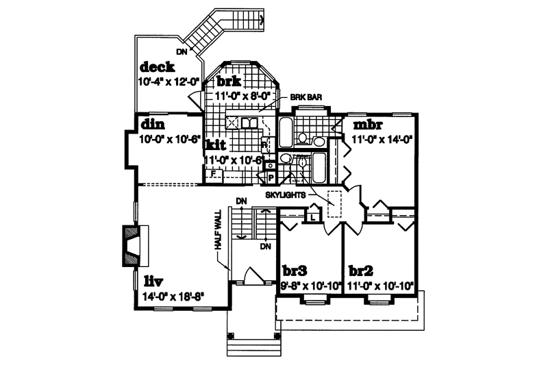Home Plan - Floor Plan - Main Floor for Colonial House Plan #47-899 - 3 bed, 2 bath