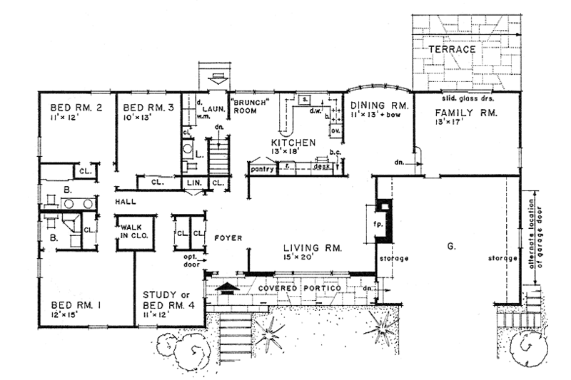 Ranch Style House Plan - 4 Beds 2.5 Baths 2140 Sq/Ft Plan #315-112 ...