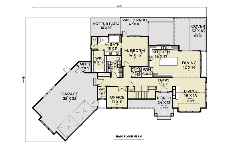 Architectural House Design - Floor Plan - Main Floor for Craftsman House Plan #1070-187 - 4 bed, 2.5 bath