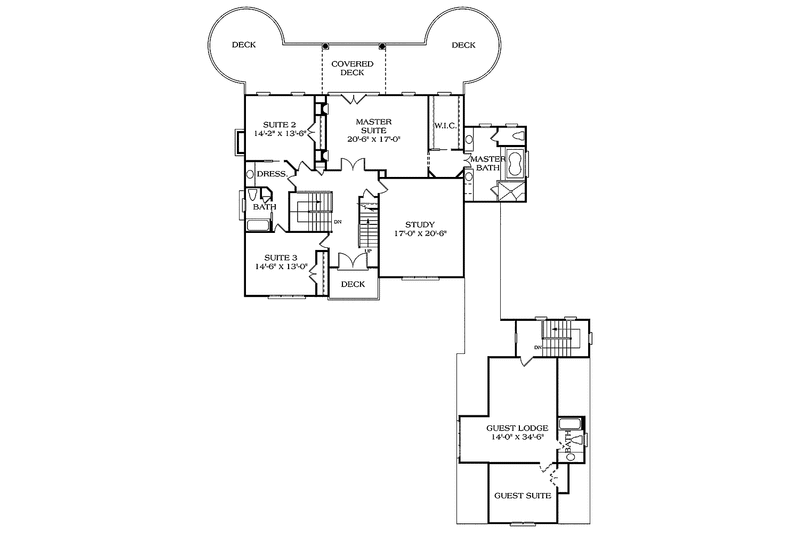 Dream House Plan - Floor Plan - Upper Floor for Craftsman House Plan #453-257 - 5 bed, 6 bath