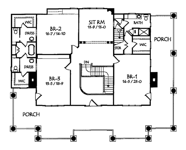 Home Plan - Classical Floor Plan - Upper Floor Plan #71-146