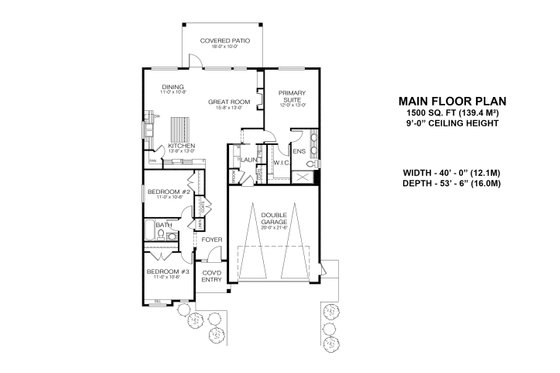 Floor Plan - Main Floor for Contemporary House Plan #1100-110 - 3 bed, 2 bath