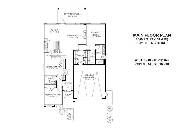 Dream House Plan - Floor Plan - Main Floor for Contemporary House Plan #1100-110 - 3 bed, 2 bath