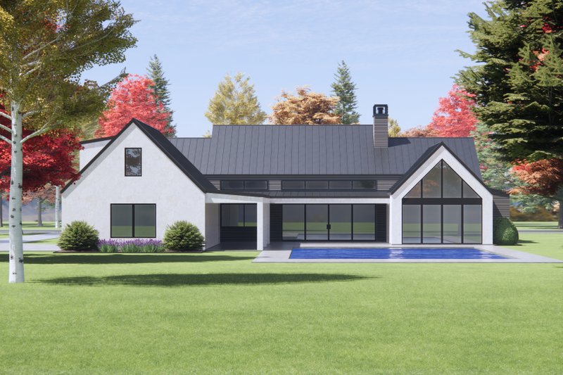 House Design - Exterior - Rear Elevation 1 for Modern House Plan #1096-36 - 4 bed, 4.5 bath