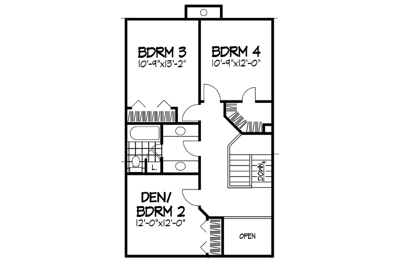 Home Plan - Floor Plan - Upper Floor for Country House Plan #320-678 - 3 bed, 2.5 bath