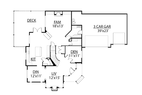 Floor Plan - Main Floor for Contemporary House Plan #951-17 - 4 bed, 3.5 bath