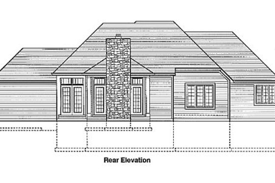 Exterior - Rear Elevation for European House Plan #46-170 - 4 bed, 2.5 bath