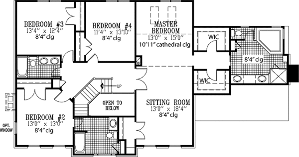 House Plan Design - Colonial Floor Plan - Upper Floor Plan #953-35
