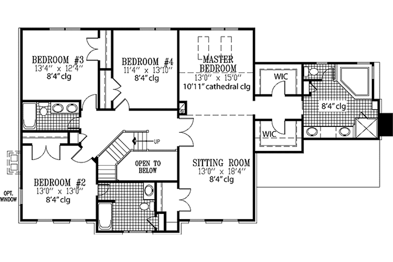 Architectural House Design - Floor Plan - Upper Floor for Colonial House Plan #953-35 - 4 bed, 3.5 bath