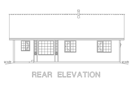Exterior - Rear Elevation for Ranch House Plan #18-1012 - 2 bed, 1.5 bath