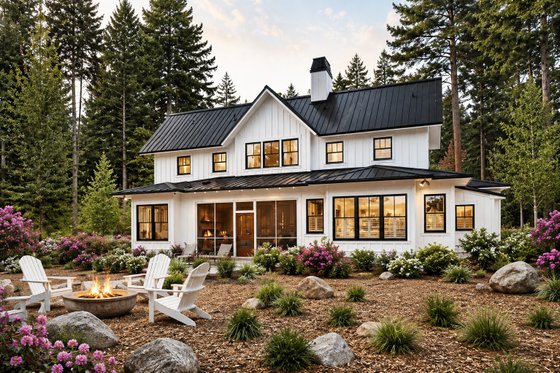 Exterior - Rear Elevation for Farmhouse House Plan #928-412 - 3 bed, 3.5 bath