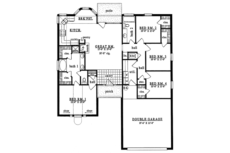 Dream House Plan - Floor Plan - Main Floor for European House Plan #42-513 - 4 bed, 2 bath