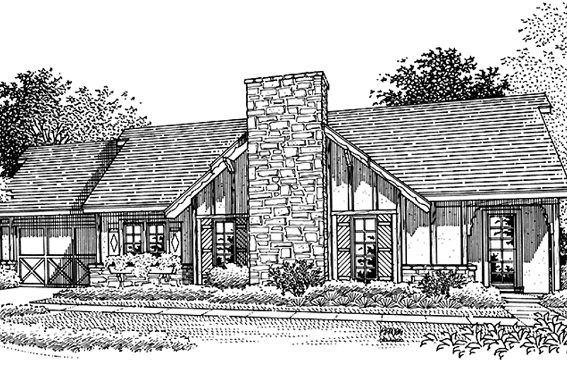 Architectural House Design - Exterior - Front Elevation 3 for European House Plan #45-398 - 3 bed, 2 bath