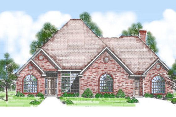 Exterior - Front Elevation for European House Plan #52-212 - 4 bed, 3.5 bath
