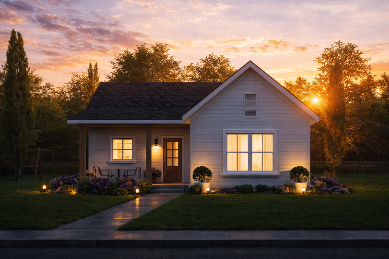 House Blueprint - Exterior - Front Elevation 3 for Farmhouse House Plan #1117-41 - 1 bed, 1 bath